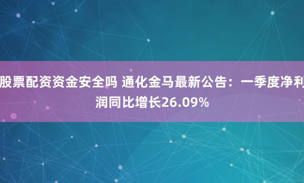 股票配资资金安全吗 通化金马最新公告：一季度净利润同比增长26.09%