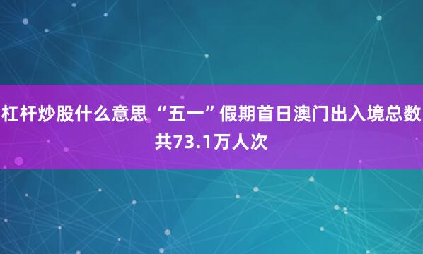 杠杆炒股什么意思 “五一”假期首日澳门出入境总数共73.1万人次